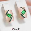 Женские серьги Kinel с темно-зеленым опалом и цирконием, винтажные черные ювелирные изделия цвета розового золота с английским цирконием