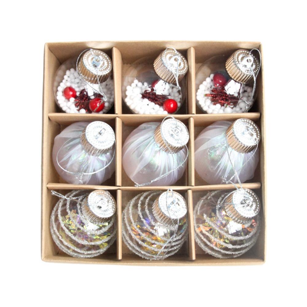 9pcs DIY Painted Christmas Hanging Balls 6cm Merry Christmas Decor Party Favors