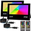 50W RGB Floodlight, Color Light, RGB + 2700K Warm Light, 5000lm, Perfect for Holidays and Everyday Lighting, IP66 Waterproof, Dimmable, 16 Colors, 8