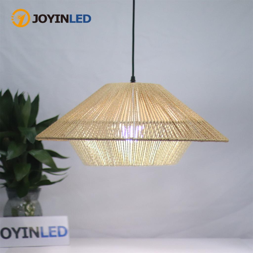 JOYINLED Бохо ротанговый подвесной светильник 50 см, светодиодный люстра из бумажной веревки E27, плетеный подвесной светильник для спальни, кухонного острова, гостиной