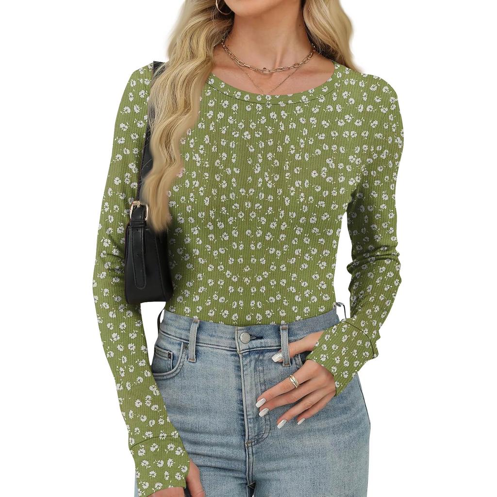 Женская и зимняя футболка с тонким низом, модная повседневная футболка с градиентным принтом и круглым вырезом, пуловер с длинным рукавом