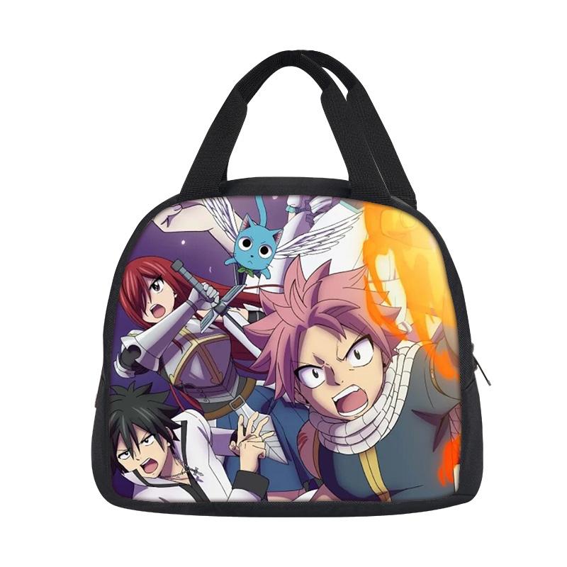FAIRY TAIL Сумка для ланча Мультяшный Аниме Принт Студенческие Мальчики и Девочки Новый Стиль Легкая, Маленькая, Большая Вместимость, Универсальная