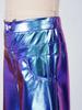 Kids Girls Metallic Cargo Trousers High Waist Snap Closure Wide Leg with Multi Pockets for Hip Hop Dance Stage Show