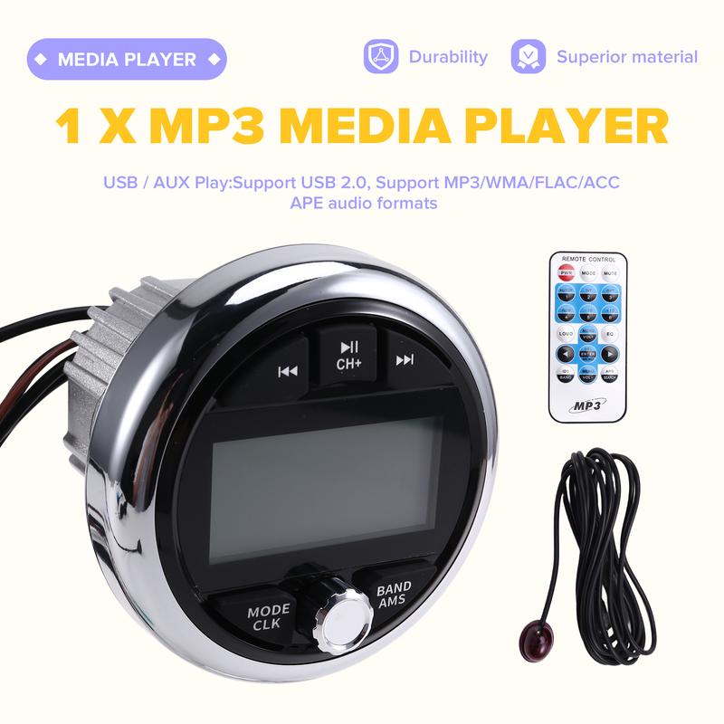 Морская Радиомагнитола Мотолодка Лодка Яхта MP3 Медиаплеер Для UTV ATV RZR Bluetooth AUX FM AM Аудио Приемник