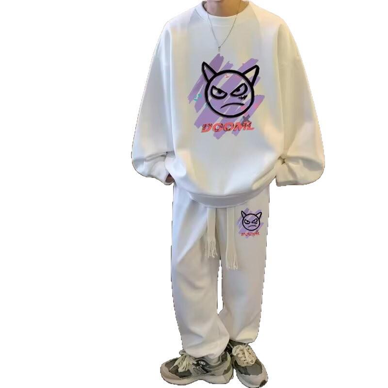 Harajuku Sporty Casual Men's Hoodie & Pants Set - Trendy, Creative, Versatile Design