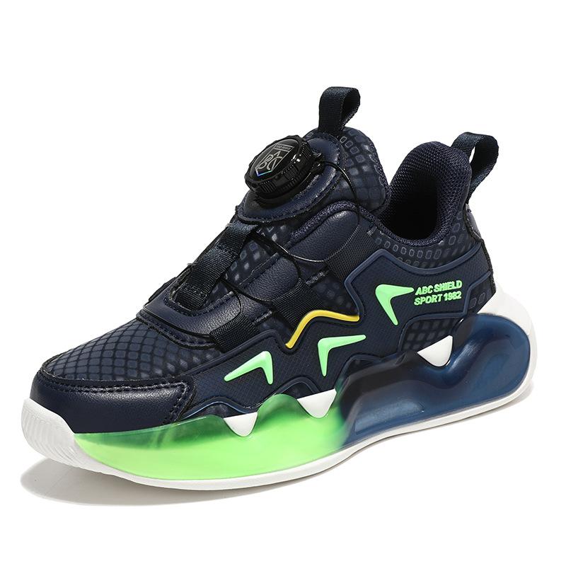 Children's Colorful Sports Shoes 2025 Boys Personalized Rotating Button Breathable Shoes Medium Older Children and Girls Outdoor Running Shoes
