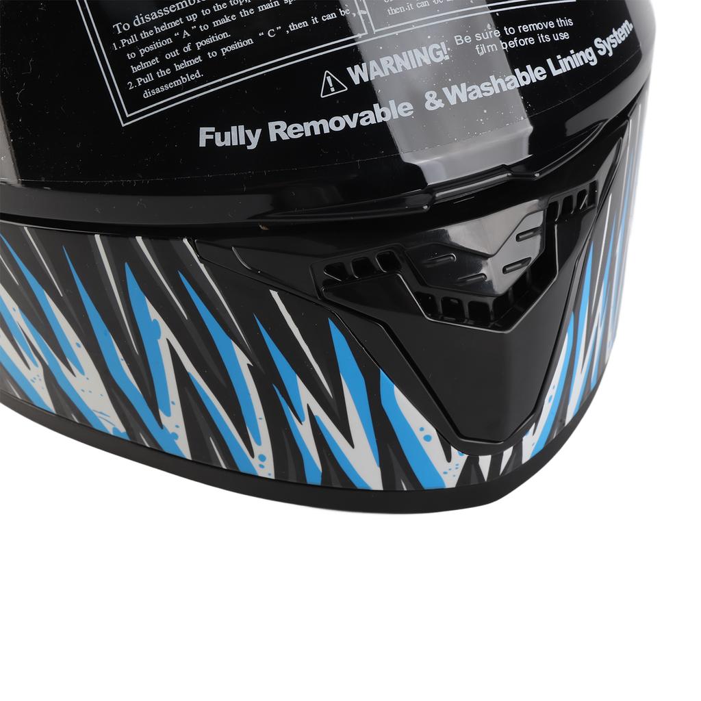 Full Face Motorcycle Helmet Street Bike Helmet for Men Women Unisex Good Breathability with Safety Buckle Blue L