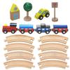 Wooden Toy Daiwa Train Rail Set Basic for Boys, Includes Miniature Trains, Vehicles, Rails, Vehicles, Parts, Track Set, Wooden Tracks, Wooden Cars,
