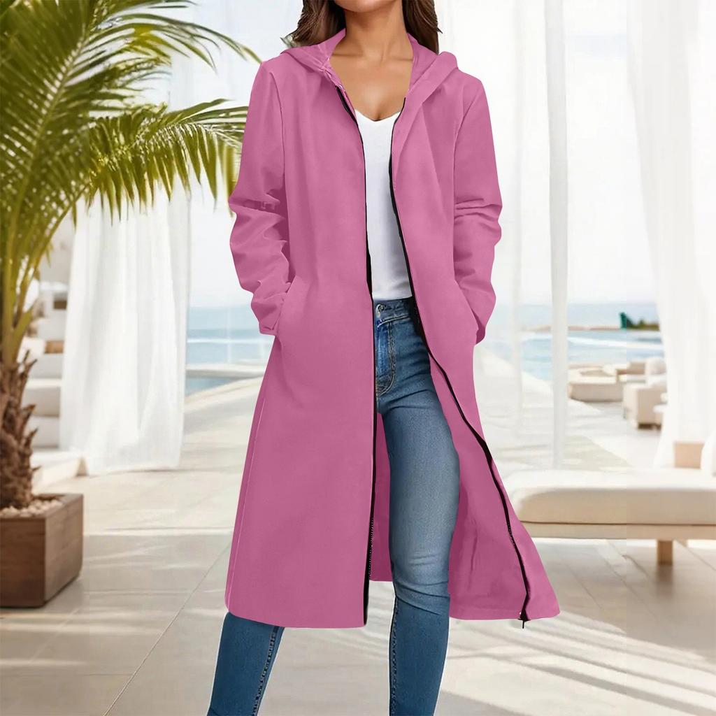 Women's Fashion Casual Plus Size Hooded Long-Sleeve Solid Jacket