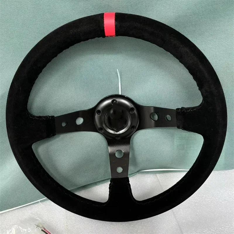 Car Modification Steering Wheel 14 Inch Frosted Personalized Competitive Racing Steering Wheel 350mm Suede Universal