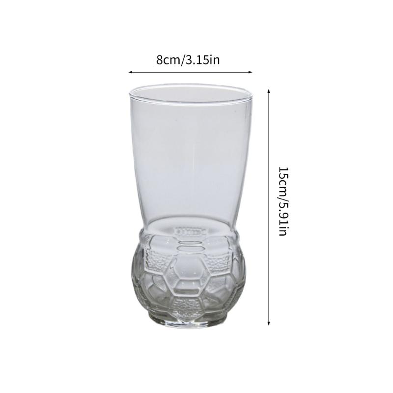 6Pcs Clear Soccer Design Glass Cups 450ml Large Capacity Watch Game Drinkware For Beer And Beverages
