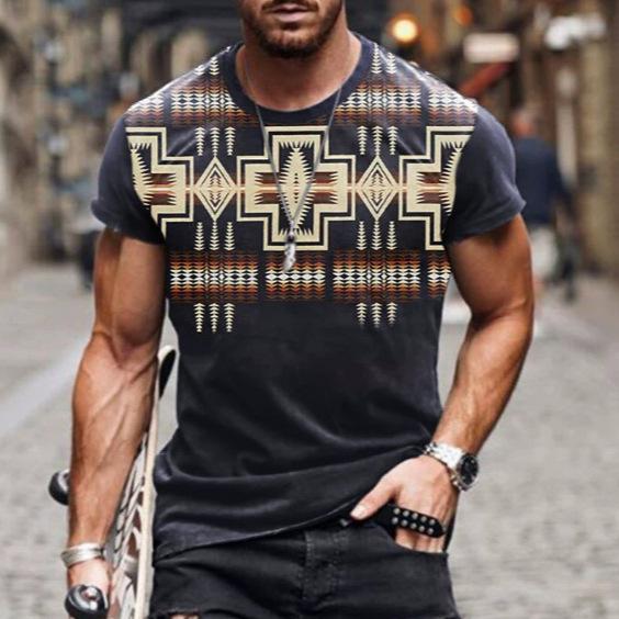 Men's Summer Casual 3D Printing Street Tide High Street Fashion Short Sleeve Sublimation T-Shirt Top