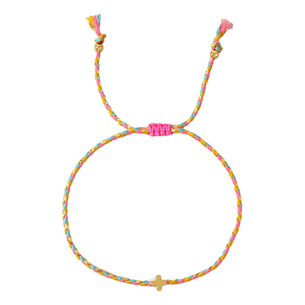 Multipurpose Bohemian Retro Styles Cotton Rope Crosses Bracelet Adjustable Multilayer Designs for Men and Women