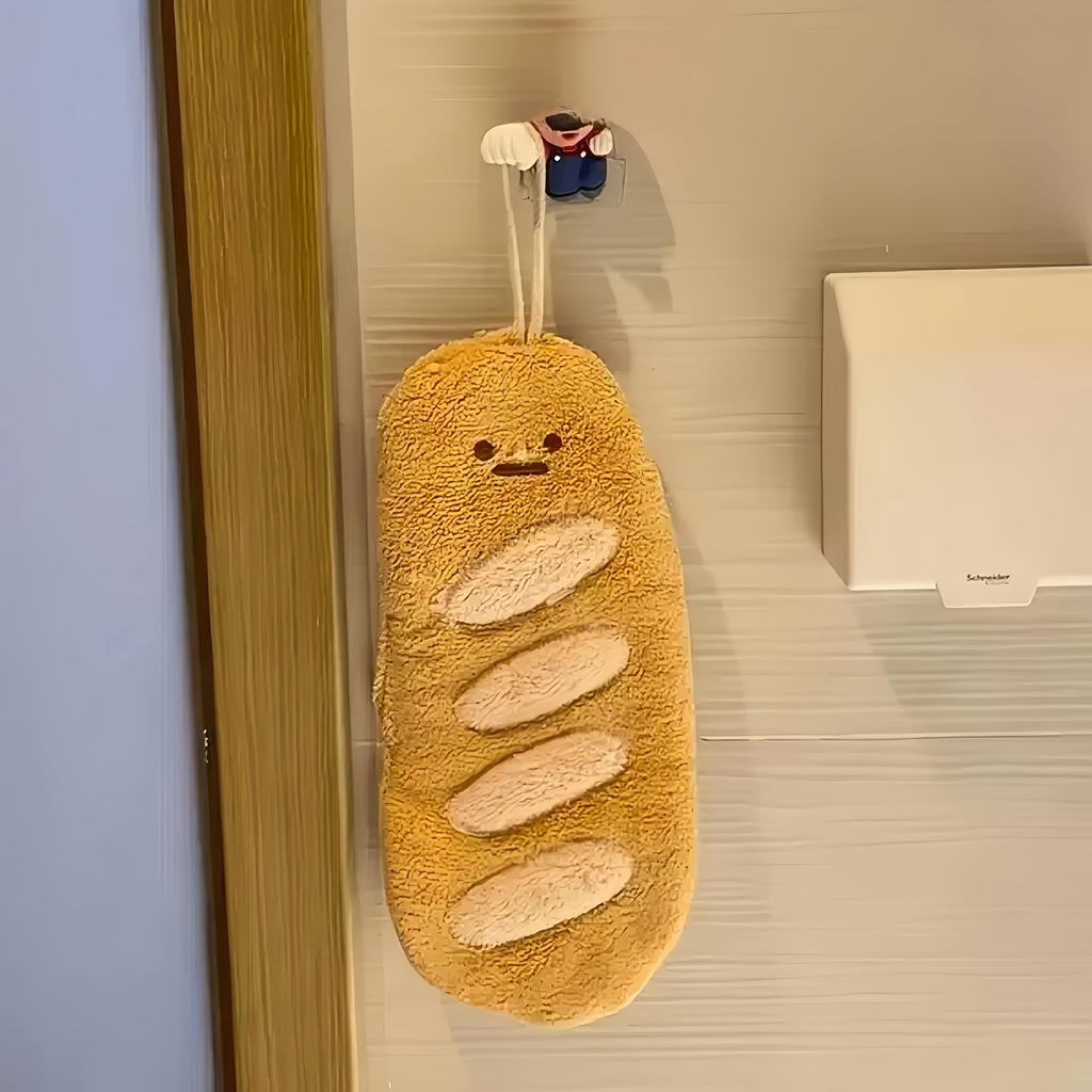 2 шт. Очень милые салфетки для рук в виде тостов, формы тоста и багета, материал коралловый вельвет, высокая впитываемость, подвесные для кухни и раковины