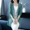 Весенне-осенний тонкий вязаный кардиган женский средней длины и длинный свитер-жакет для полных мам больших размеров шаль с широким верхом женская
