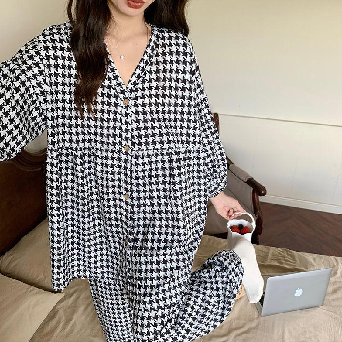 100% вискоза с цветочным принтом, женская пижама в стиле кимоно, свободный тонкий V-образный вырез, рукава три четверти, 2 предмета, одежда для сна, свободная домашняя одежда