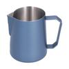 Latte Cup Pointed Spout 304 Stainless Steel Durable Milk Frothing Pitcher with Angled HandleBlue 600ml(without Label)