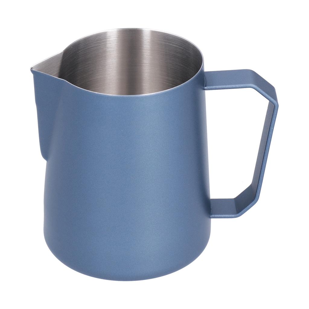 Latte Cup Pointed Spout 304 Stainless Steel Durable Milk Frothing Pitcher with Angled HandleBlue 600ml(without Label)