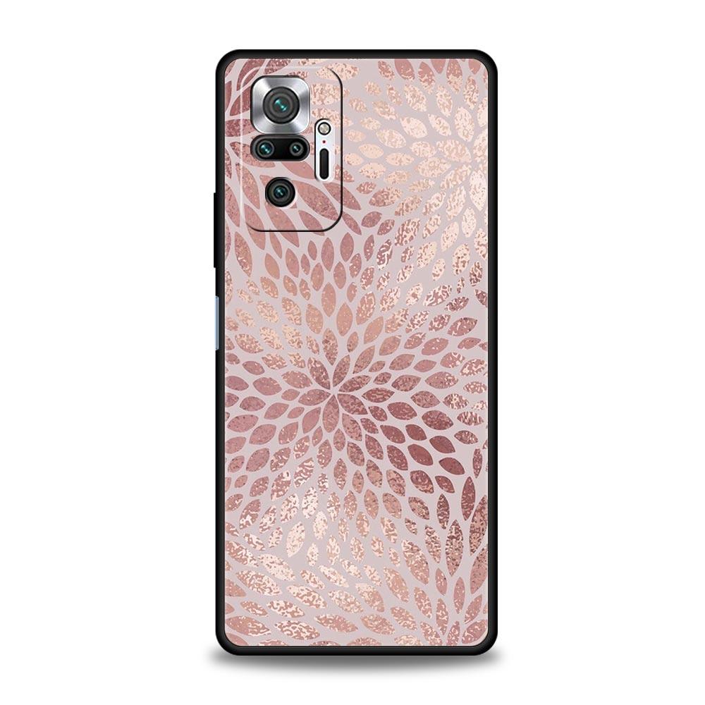 Чехол для телефона для Xiaomi Redmi Note 14 13 12 5G 11 10 Pro Plus 4G 9S 9 14C 13C 12C 10C 9C 9A Мягкий ТПУ Чехол Красивый Розовое золото искусство