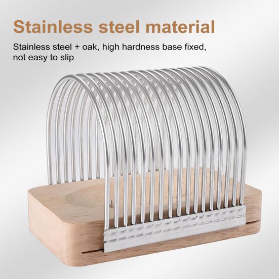 Bread Slicer with Crumb Tray Adjustable Width Stainless Steel Wood Foldable Loaf Cake Cutting Guide Homemade Bagels