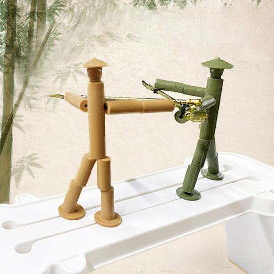 1 Set 12 Weapons Man Battle Toy with Bamboo PK Table Funny Rope Controlled 2 Players Handmade