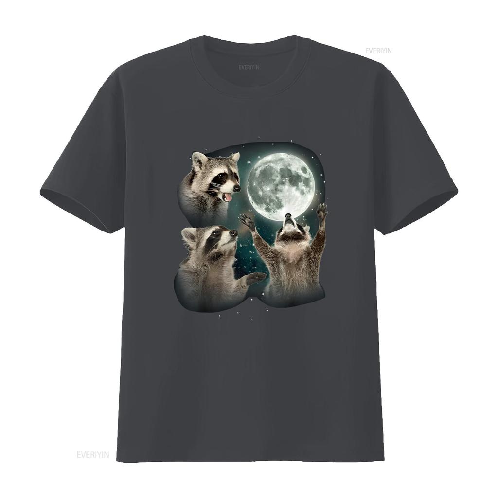 Raccoon T Shirt 3 Racoons Howling At Moon Funny Weird Cursed vintage Washed Slightly Comfortable Stretched