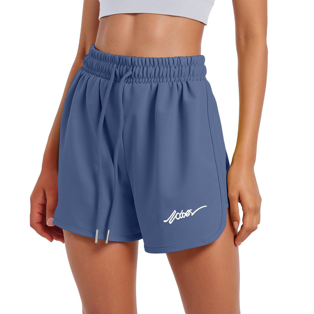 Женские спортивные шорты, повседневные свободные однотонные шорты с эластичной резинкой на талии