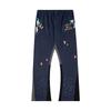 High-Elastic Cotton Drawstring Jogger Pants With Hand-Painted Splatter Print Straight Fit Unisex Casual Trousers