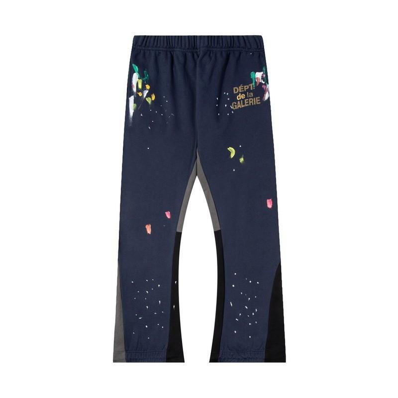High-Elastic Cotton Drawstring Jogger Pants With Hand-Painted Splatter Print Straight Fit Unisex Casual Trousers