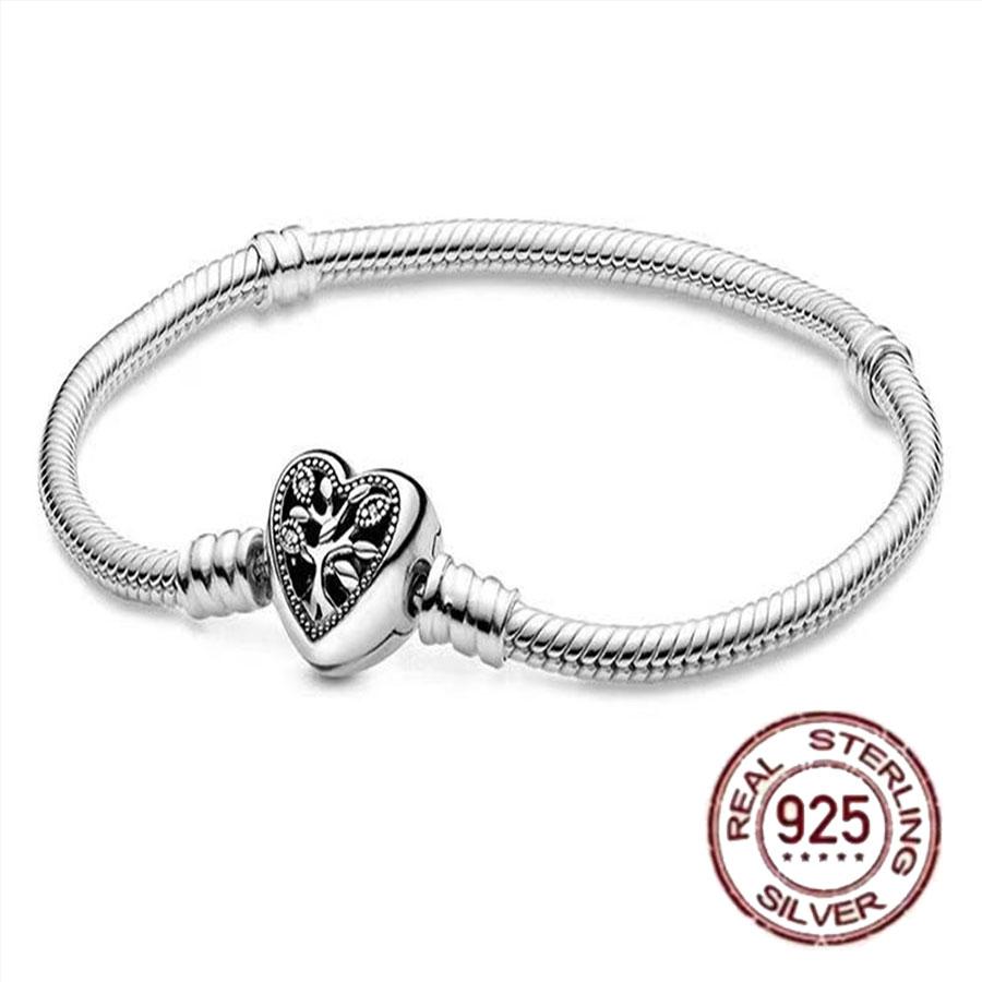 1/100 S925 silver heart crown snake bone bracelet women fashion jewelry DIY bracelet gift for her