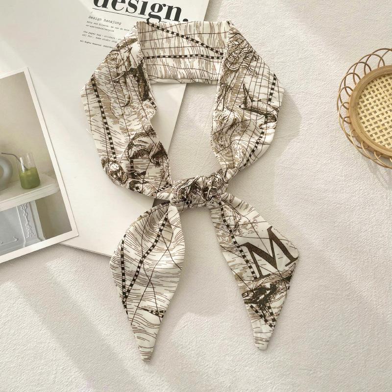 Long Silk Scarf Atmosphere New Thin Narrow Tie Bag Gift Strap Headband Small Tie