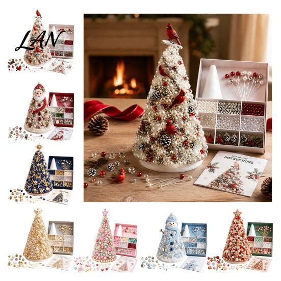 Handmade Gift for Craft Lovers DIY Beaded Tree Kit Adults, Christmas Bead Kit, Holiday Activity Relaxation 3D Ornament Tabletop Mantel Decoration