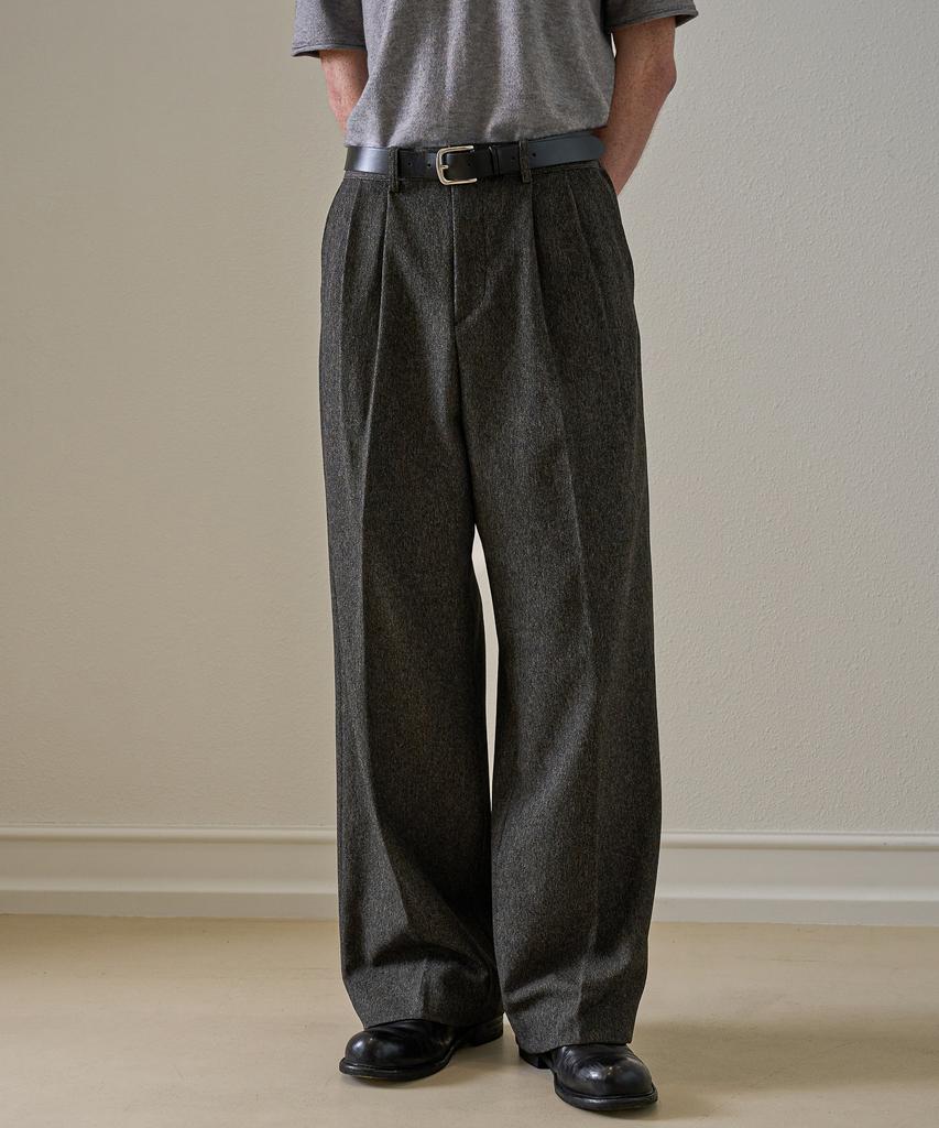 TRIP LE SENS Motion Double-Pleat Wide Slacks_Melan Gray