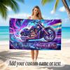 Motorcycle Theme Soft Beach Towel Personalized Custom Name Text Towel Portable for Beach Pool Travel