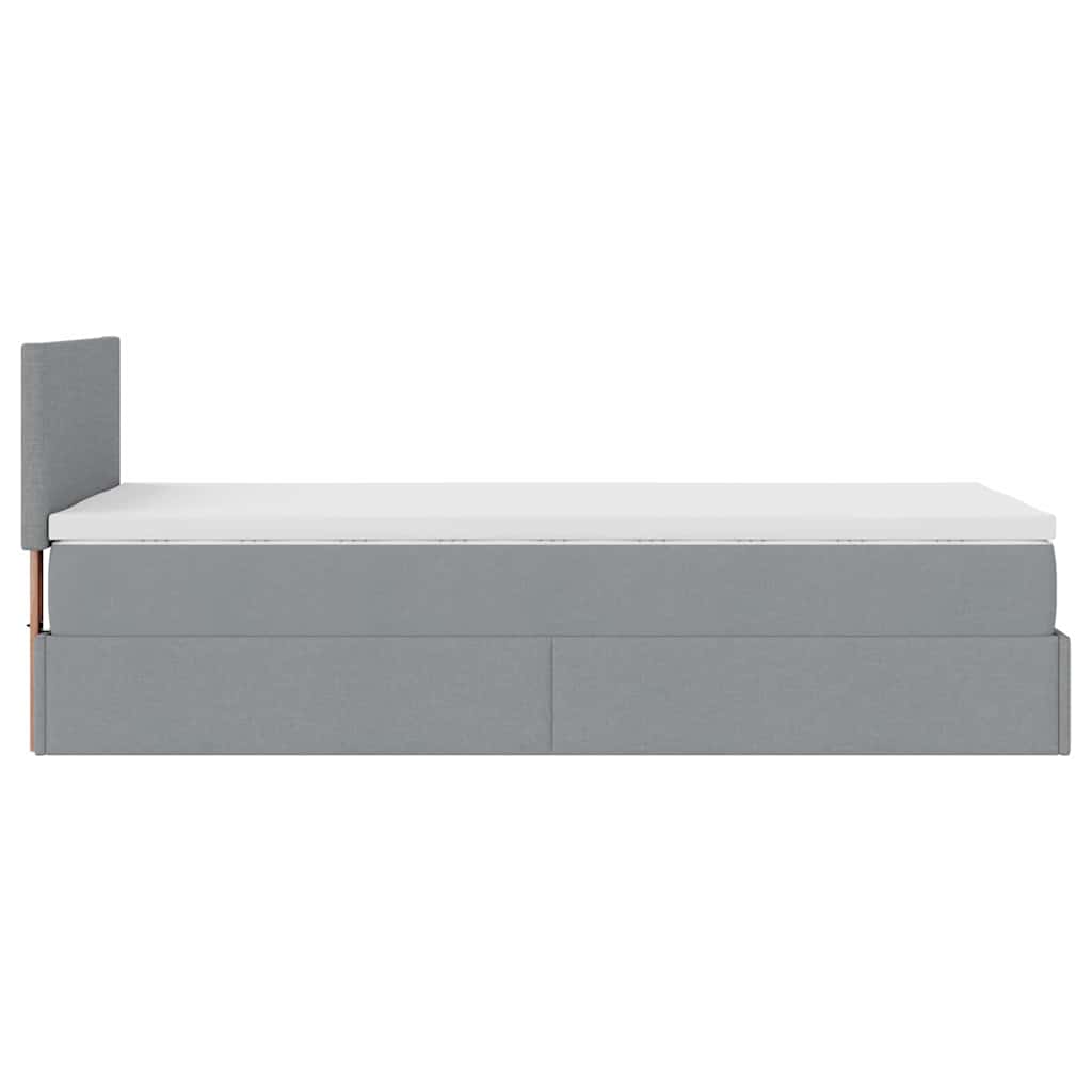 Ottoman Bed with Mattress & LEDs Light Grey 100x200 cm Fabric