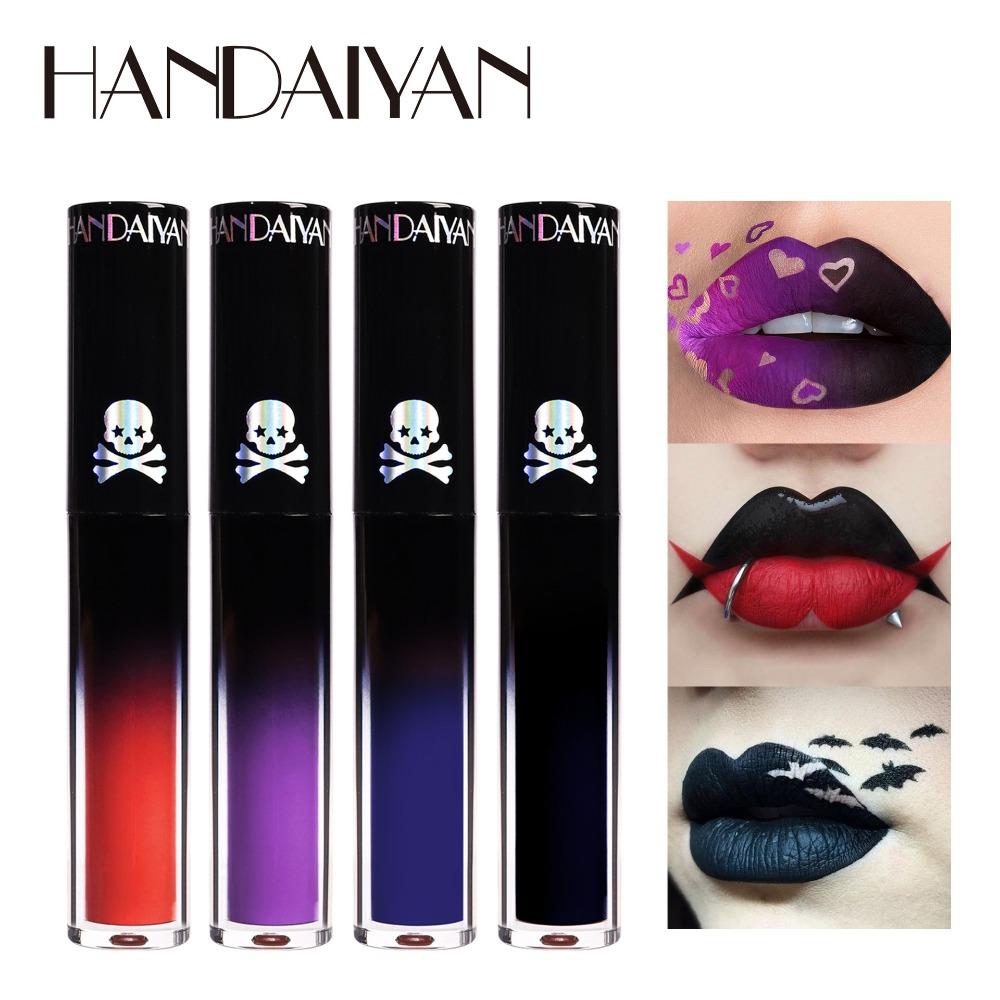 HANDAIYAN Halloween Matte Lip Glaze Set Gothic Velvet Lip Gloss Festival Celebration Red