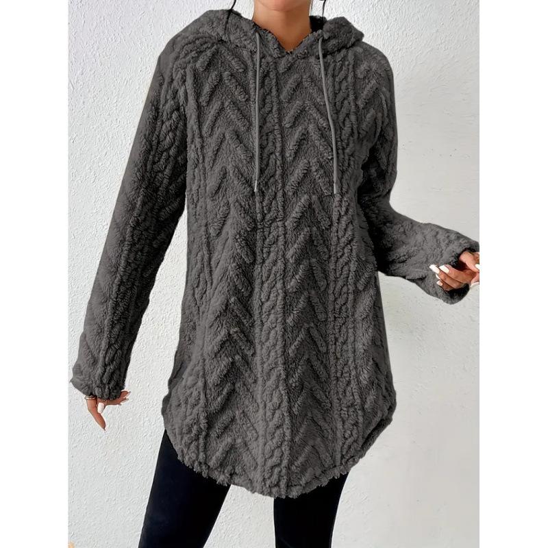 Women S Solid Color Hooded Long Sleeve Slim Fit Drawstring Sweatshirt