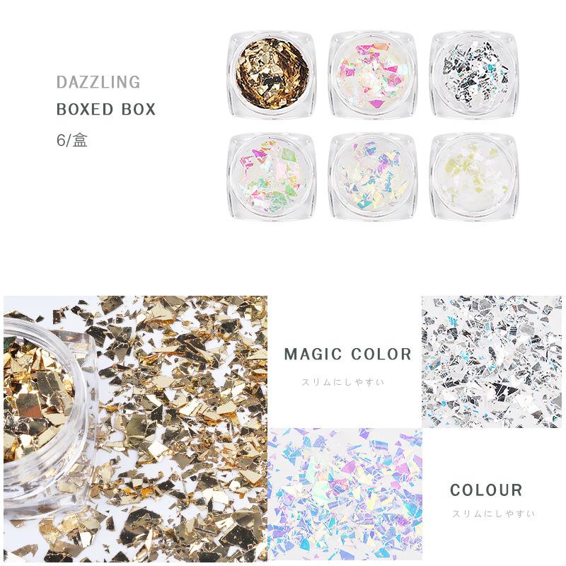 Nail Art Jewelry Glass Shards, Irregular Gold Foil Tin Foil Symphony Nail Sequins