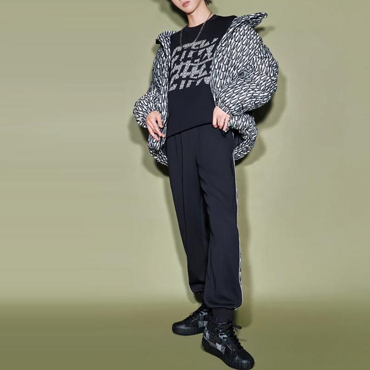 Li Ning X Jason Wu Designer Collaboration Sports Fashion Series Casual Warm Printed Short Down Jacket Winter Unisex Jacket Black White AYMR500-1