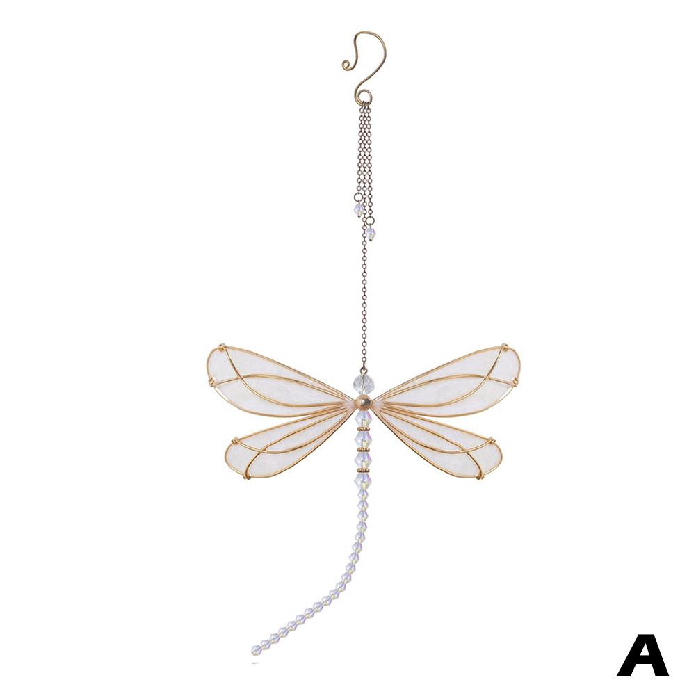 Creative Metal Wing Dragonfly Crystal Suncatcher Garden Wind Chimes Butterfly Home Decor Window Car Ornaments