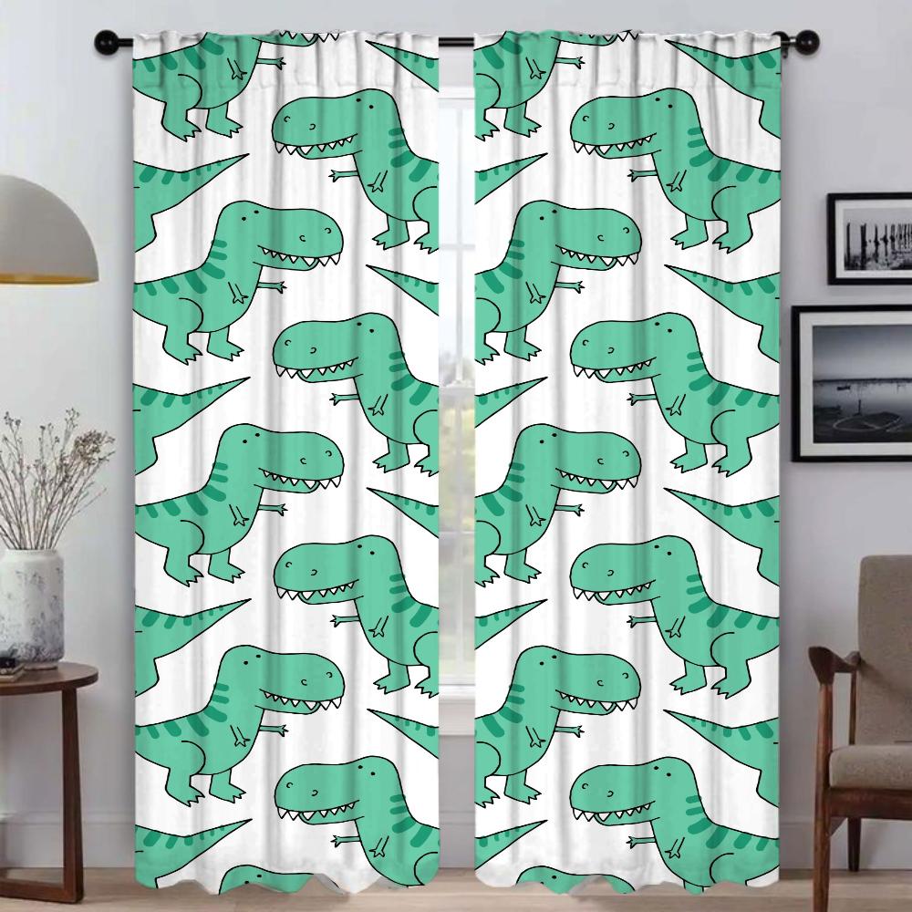 Shades Dinosaur Curtains for Living Room Curtain Home Interior Curtains 2 Pieces Tulle for Bedroom Partition Kitchen Blackout