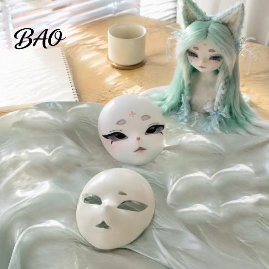 White Unpainted Mask DIY Blank Fox Mask, Furry Head Base Animal Halloween Party Costume Fursuit Accessory for Masquerade Cosplay