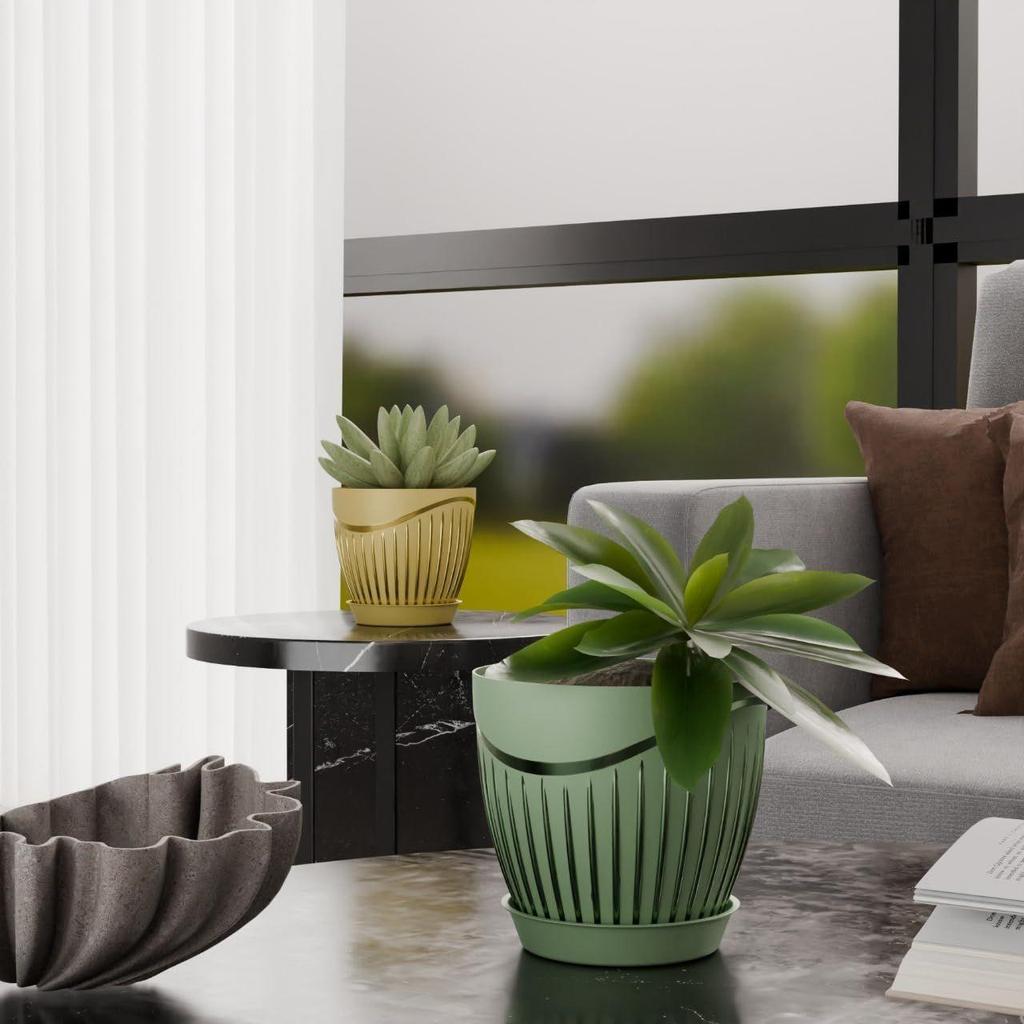 6.3 Inch Flower Pots for Home Decoration, Indoor Plant Pots, Gardening Pots for Plants, Plastic Flower Pots for Garden Plants (W&L)