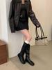 Retro round head straight boots, heightening Martin boots in Europe, America and winter, long boots