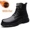 Новое поступление, мужские роскошные мотоциклетные ботинки, удобные высокие прогулочные ботинки, теплые мужские зимние плюшевые ботинки для снега, обувь из натуральной кожи