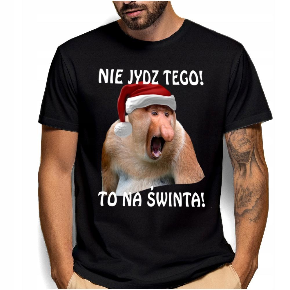 Koszulka Świąteczna z Nosaczem memy mem Śmieszna Nosacz Janusz Mikołaja XS