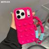 Забавный 3D чехол-браслет на присоске для For Iphone 1 16 17 Pro Max 14 Plus 11 12 13 С ремешком Мягкий силиконовый противоударный чехол