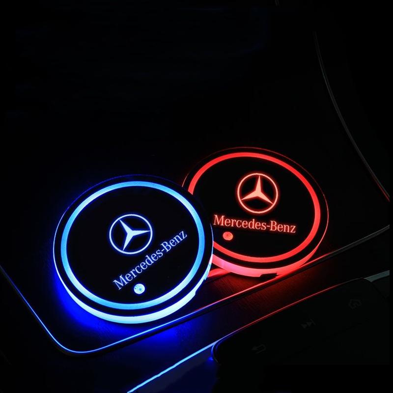 FA9LED Luminous Car Water Cup Holder Coaster Lamp For Mercedes Benz W203 W204 W205 W210 W211 W212 W221 W222 CLS CLA CLK SLK GLK