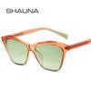 SHAUNA Ins, популярные модные многоугольные женские роскошные солнцезащитные очки «кошачий глаз», ретро градиентные оттенки UV400, мужские двухцветные солнцезащитные очки