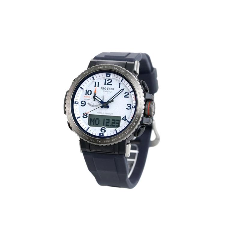 Casio Серия PRO TREK - Дисковый двойной дисплей, для активного отдыха и альпинизма, с питанием от солнечной энергии, механическим ощущением, интеллектуальным, с шестью радиостанциями, модель PRW-50YAE-2PR